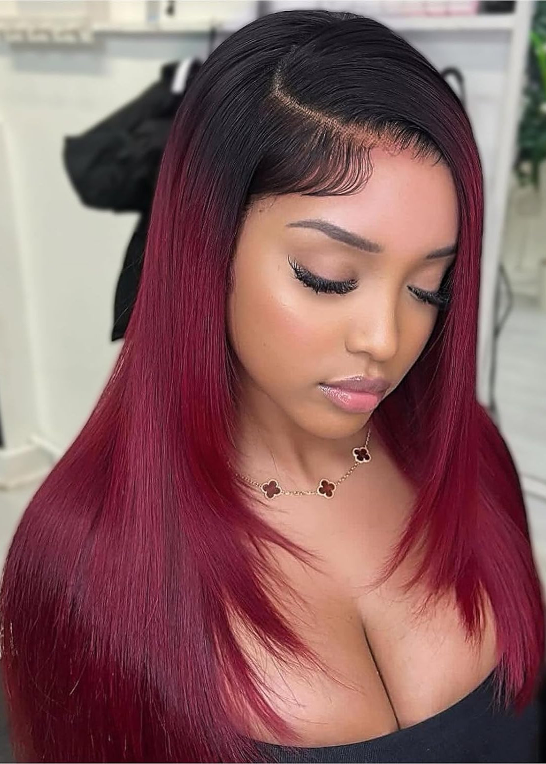 Ombre Burgundy Hair Lace Front Wig | OnlyLove Hair