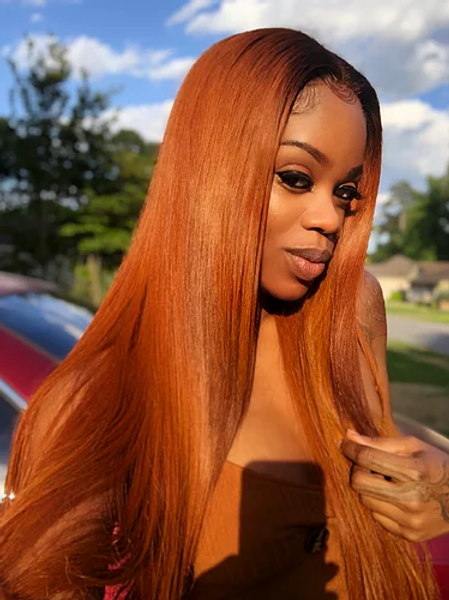 Ombre Ginger 13x4 Lace Front Wig Straight Human Hair | OnlyLove Hair