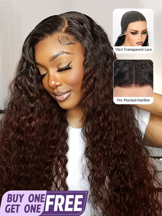 OnlyLove Hair black brown ombre hair deep curly 13x4 lace front wig human hair wigs
