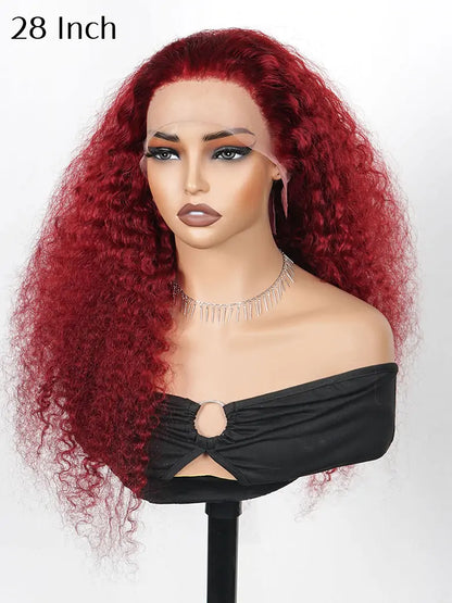 OnlyLove hair 28 inches burgundy hair deep curly 13x4 lace front wig big and fluffy
