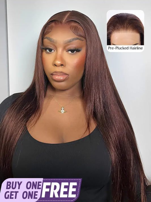 OnlyLove hair chocolate brown hair 13x4 hd lace wig silky straight human hair wigs