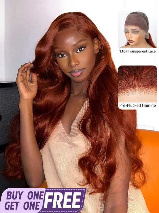 OnlyLove hair reddish brown hair 13x4 lace frontal wig body wave human hair wigs