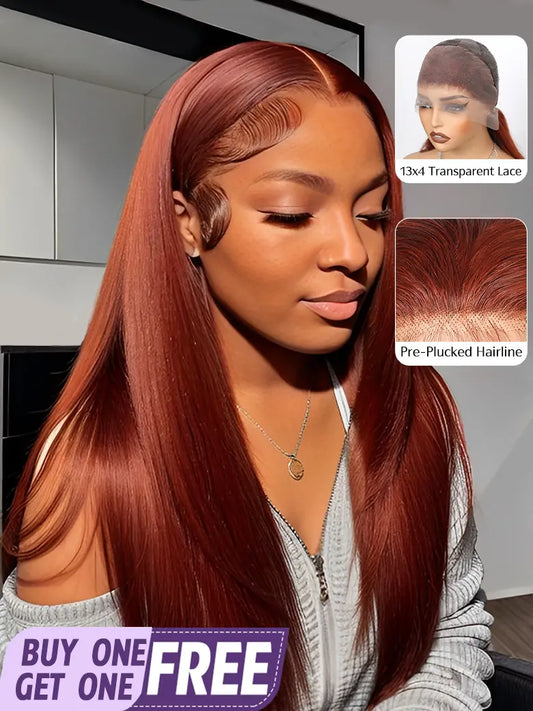 OnlyLove hair reddish brown hair 13x4 lace frontal wig silky straight human hair wigs