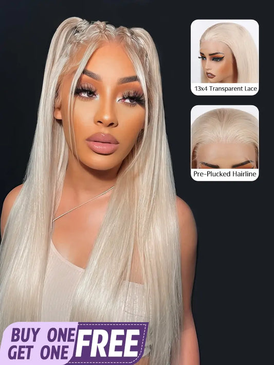 OnlyLove hair white hair 13x4 lace front wig silky straight human hair wigs