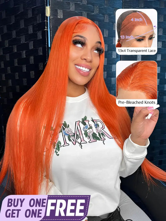 onlylove hair model show ginger 13x4 lace front wig silky straight human hair wigs