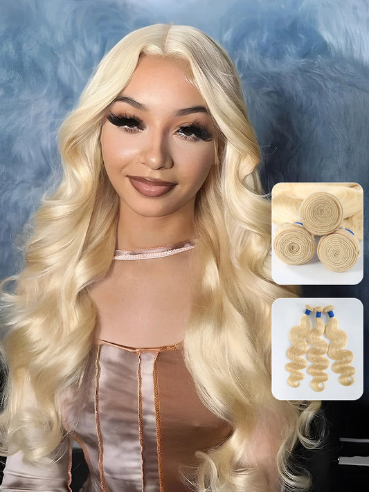OnlyLove Hair 613 Blonde Hair Body Wave 3 Bundles Human Hair Weave