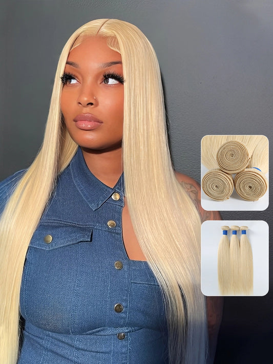 OnlyLove Hair 613 Blonde Straight Hair 3 Bundles Human Hair Weave