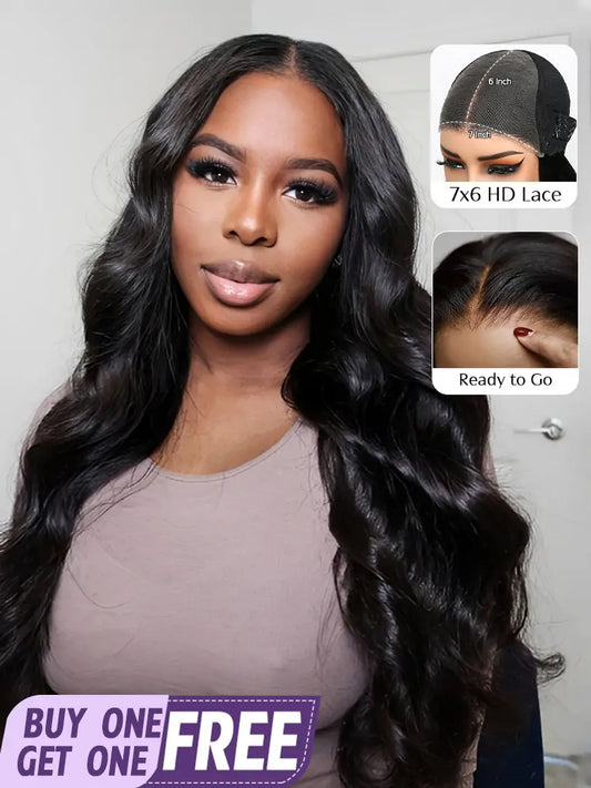 onlylove hair wear go wig glueless 7x6 lace human hair wigs body wave